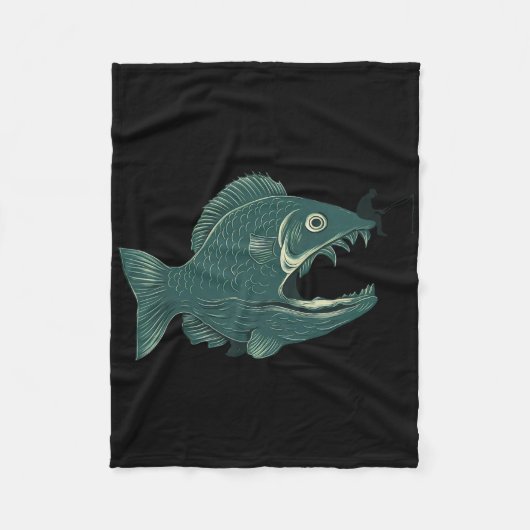 Couverture Polaire Funny Fishing Big Funny Fish With Fisherman Fishin (Devant)
