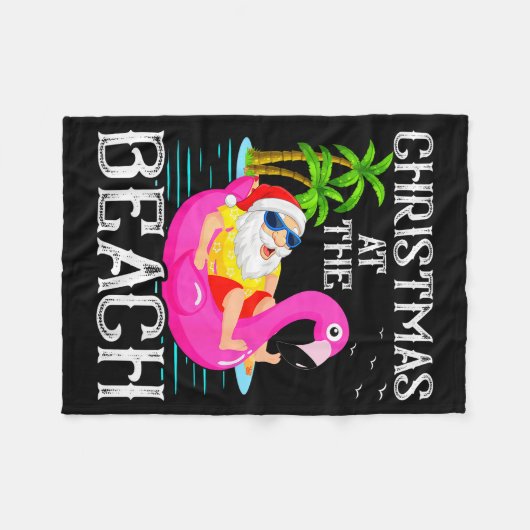 Couverture Polaire Funny Flamingo Float Santa Claus Christmas At The  (Devant (Horizontal))