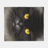 Couverture Polaire Funny Fluffeux noir Perse noir chaton visage (Devant (Horizontal))