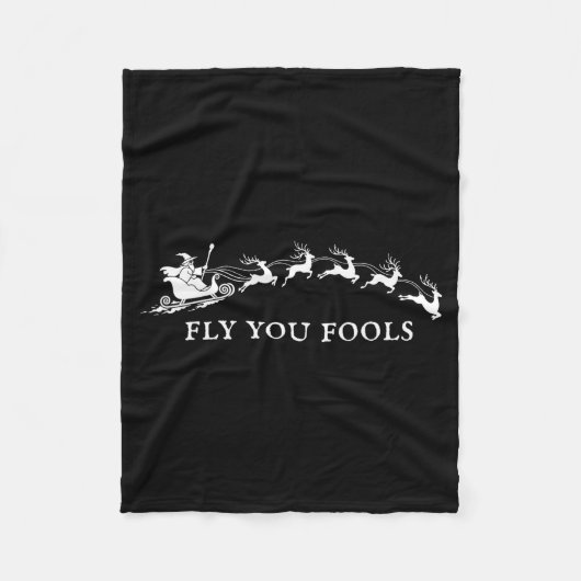 Couverture Polaire Funny Fly You Fools Santa Sleigh Reindeer Christma (Devant)