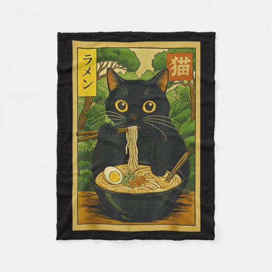 Couverture Polaire Funny Forest Ramen Cat Japanese Noodle Kitten (Devant)