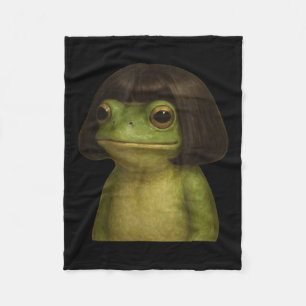 Couverture Polaire Funny Frog Girl Bob Hair Meme Art