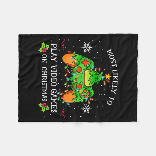 Couverture Polaire Funny Gamer Most Likely To Play Video Games On Chr (Devant (Horizontal))