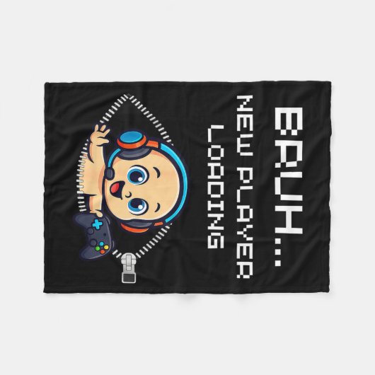 Couverture Polaire Funny Gamer Pregnancy Announcement – Bruh New Play (Devant (Horizontal))