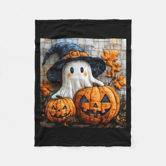 Couverture Polaire Funny Ghost Pumpkin Cute Halloween Patchwork Art (Devant)