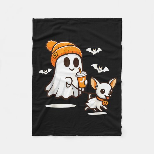 Couverture Polaire Funny Ghost Walking Chihuahua Dog Halloween Women (Devant)