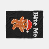 Couverture Polaire Funny Gingerbread Man Bite Me Christmas Cookie Cos (Devant (Horizontal))