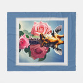 Couverture Polaire Funny Giraffe et Surreal Rose (Devant (Horizontal))