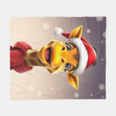 Couverture Polaire Funny giraffe wearing a Santa hat (Devant (Horizontal))