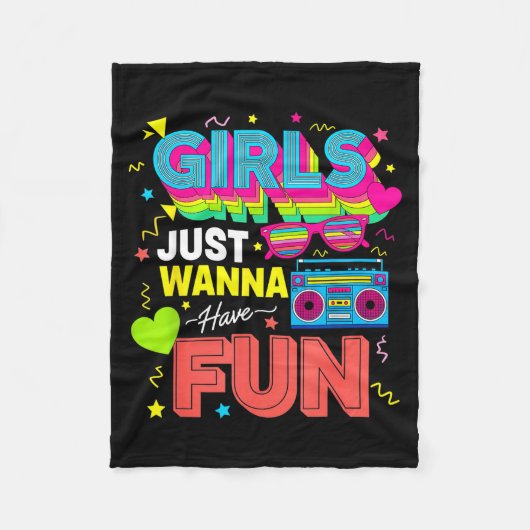 Couverture Polaire Funny Girls Just W Have Fun Awesome 70's 80's 90's (Devant)