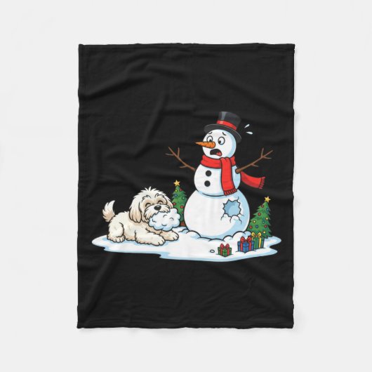 Couverture Polaire Funny Havanese Snowman Christmas Tree Xmas Womens  (Devant)
