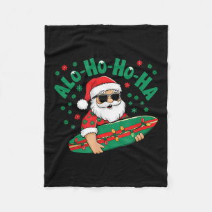 Couverture Polaire Funny Hawaiian Alo-ho-ho-ha Père Noël Surfing Chri