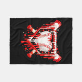 Couverture Polaire Funny Heart Baseball Drip Ice Cream Valentines Day (Devant (Horizontal))