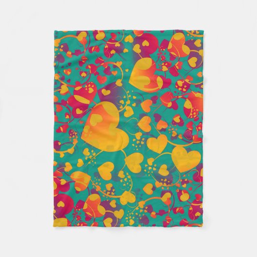 Couverture Polaire Funny Heart Motif IX - vert rouge jaune (Devant)