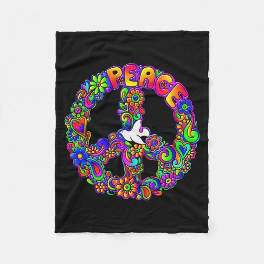 Couverture Polaire Funny Hipe Flower Wer Peace Sign Tee  (Devant)