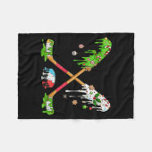 Couverture Polaire Funny Hockey Holiday Candy Cane Gingerbread  (Devant (Horizontal))