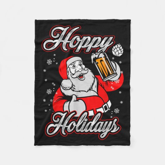 Couverture Polaire Funny Hoppy Holidays Santa Beer Christmas Drinking (Devant)