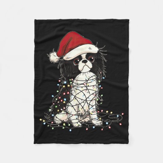 Couverture Polaire Funny Japanese Chin Christmas Graphics Dog Lights  (Devant)