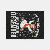 Couverture Polaire Funny Jesus Born In December Christmas Birthday Hu (Devant (Horizontal))
