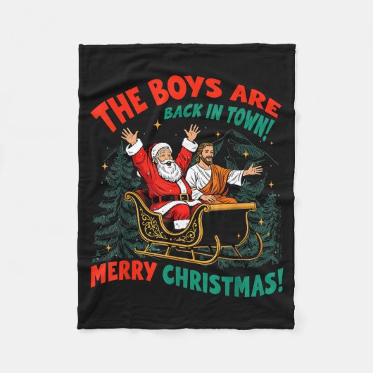 Couverture Polaire Funny Jesus Santa The Boys Are Back In Town Merry  (Devant)