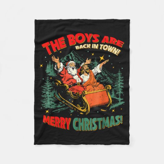 Couverture Polaire Funny Jesus Santa The Boys Are Back In Town Merry (Devant)
