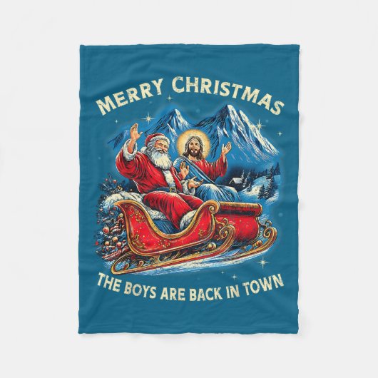 Couverture Polaire Funny Jesus Santa The Boys Are Back In Town Merry  (Devant)