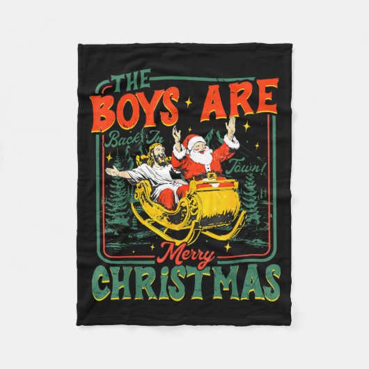 Couverture Polaire Funny Jesus Santa The Boys Are Back In Town Merry  (Devant)
