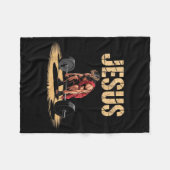 Couverture Polaire Funny Jesus Weightlifting Christian Gym Humor  (Devant (Horizontal))