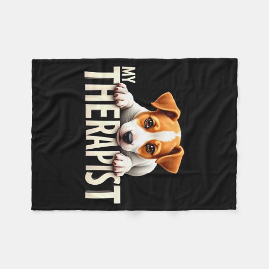 Couverture Polaire Funny Jrt Puppy My Therast Jack Russell Terrier Do (Devant (Horizontal))