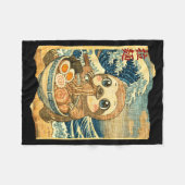 Couverture Polaire Funny Kawaii Sloth Ramen Noodle Bowl Japanese Wave (Devant (Horizontal))