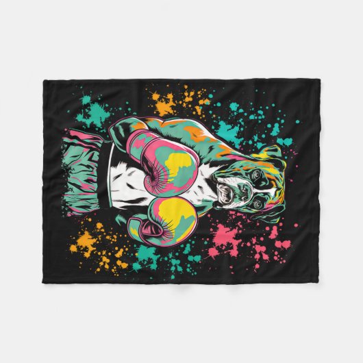 Couverture Polaire Funny Kickboxing Or Boxing Boxer Dog _1  (Devant (Horizontal))