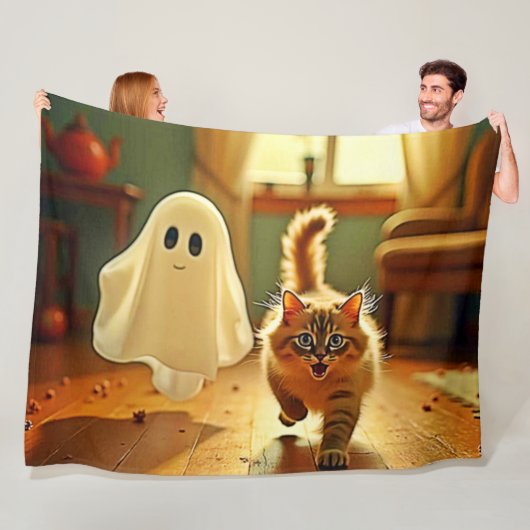 Couverture Polaire Funny Kitten Éffrayant Friend Design (En situation)