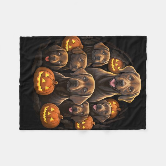Couverture Polaire Funny Labrador Retriever Chocolate Citrouille Hall (Devant (Horizontal))