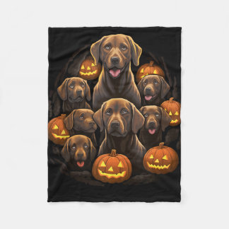 Couverture Polaire Funny Labrador Retriever Chocolate Citrouille Hall