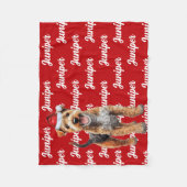 Couverture Polaire Funny Lakeland Terrier Nom du chien Motif Noël (Devant)