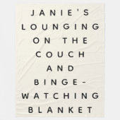 Couverture Polaire Funny Lazy Binge Watching Quote Personalized Cream (Devant)