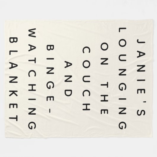 Couverture Polaire Funny Lazy Binge Watching Quote Personalized Cream (Devant (Horizontal))