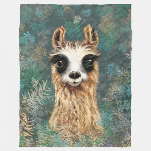 Couverture Polaire Funny Llama Fleece Blanche (Devant)