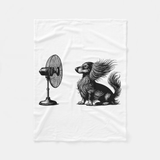 Couverture Polaire Funny Long Haired Dachshund Dog With Fan Doxie Wie (Devant)