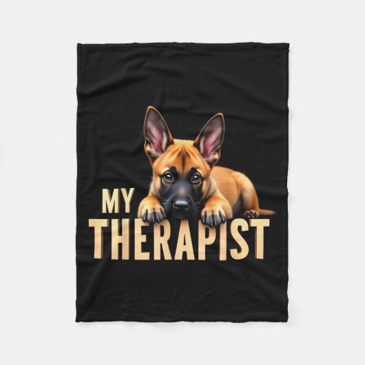 Couverture Polaire Funny Malinois Puppy My Therast Belgian Shepherd D (Devant)
