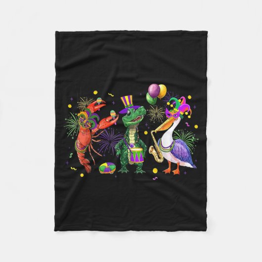 Couverture Polaire Funny Mardi Gras 2026 Crocodile Crawfish Pelican N (Devant)