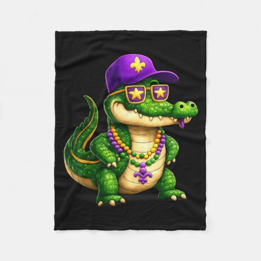 Couverture Polaire Funny Mardi Gras Alligator Beads Carnival Celebrat (Devant)