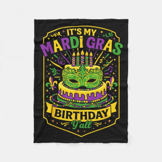 Couverture Polaire Funny Mardi Gras Birthday Y’all Cake Carnival Cele (Devant)
