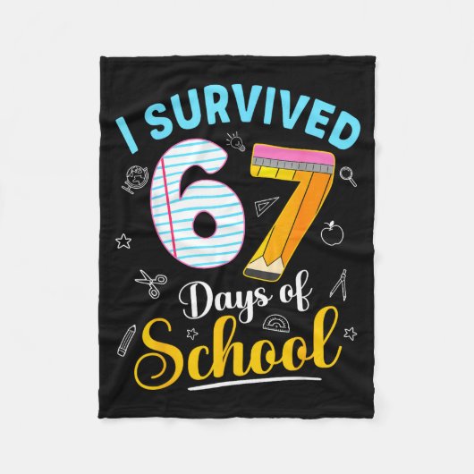 Couverture Polaire Funny Meme I Survived 67 Days Of School Teacher St (Devant)