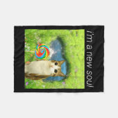 Couverture Polaire Funny Meowl Meme, Cat Owl Meme Brainrot Gen Alpha (Devant (Horizontal))