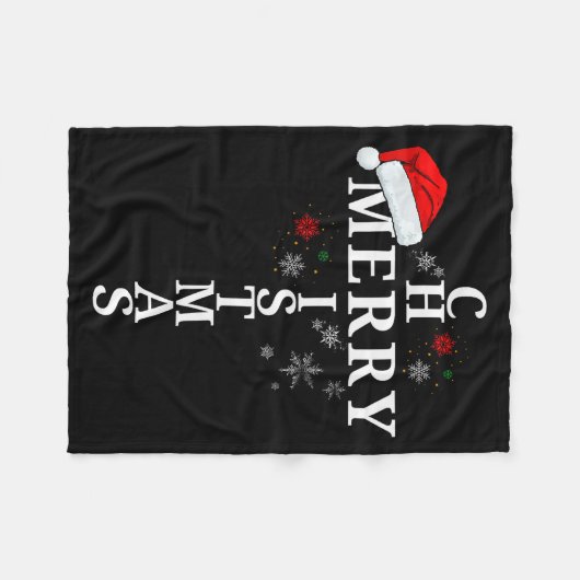 Couverture Polaire Funny Merry Christmas Xmas Cross Christian Snow (Devant (Horizontal))