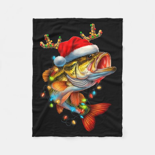 Couverture Polaire Funny Merry Fishmas B Fish Fishing Christmas Xmas (Devant)