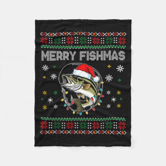 Couverture Polaire Funny Merry Fishmas B Fishing Christmas Ugly Sweat (Devant)