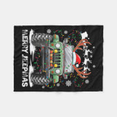 Couverture Polaire Funny Merry Jeepmas Ugly Light Reindeer Christmas (Devant (Horizontal))