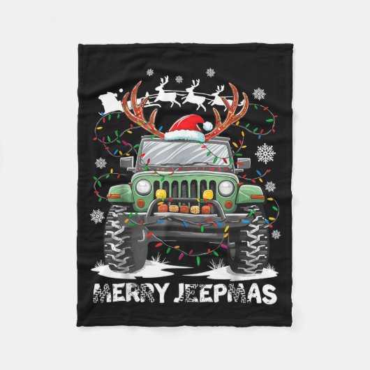 Couverture Polaire Funny Merry Jeepmas Ugly Light Reindeer Christmas (Devant)